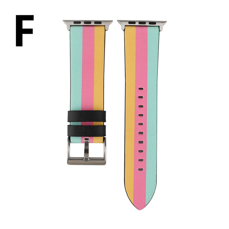 Leather Watch Strap with Flag Design