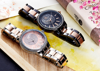 Diamond-Studded Steel Band Women's Watch