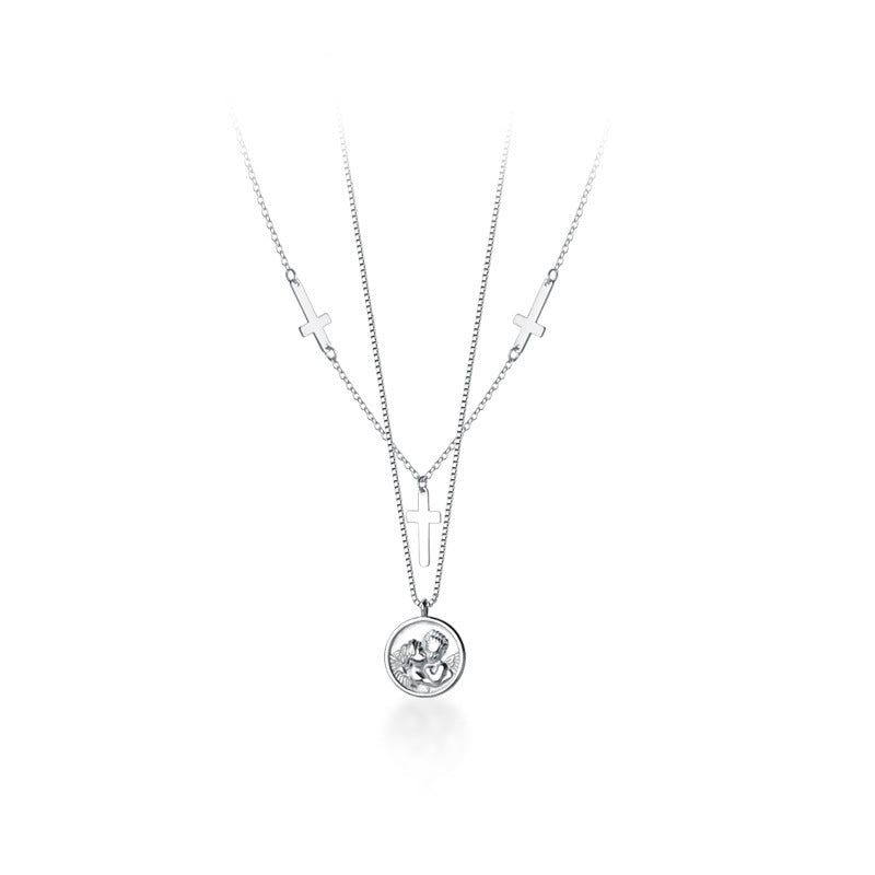 Ailuoqi S925 Silver Vintage Cross Pendant Necklace