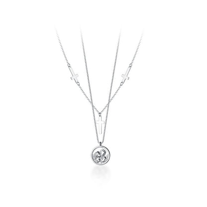 Ailuoqi S925 Silver Vintage Cross Pendant Necklace