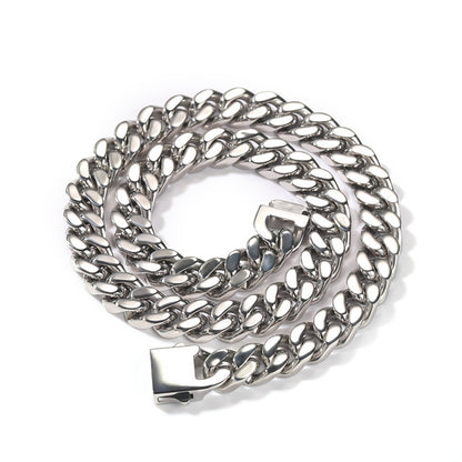 Hip Hop Stainless Steel Flat Curb Cuban Link Necklace