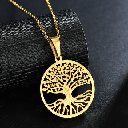 Stainless Steel Tree of Life Pendant Necklace