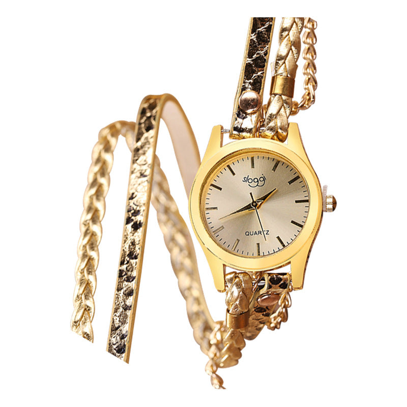 Women's Braided Bracelet with Trendy Watch Combo