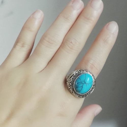Vintage Turquoise Men's Titanium Steel Ring Wholesale
