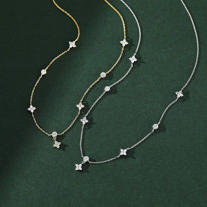 Luxury Four-leaf Clover Zircon Chain Necklace for Women