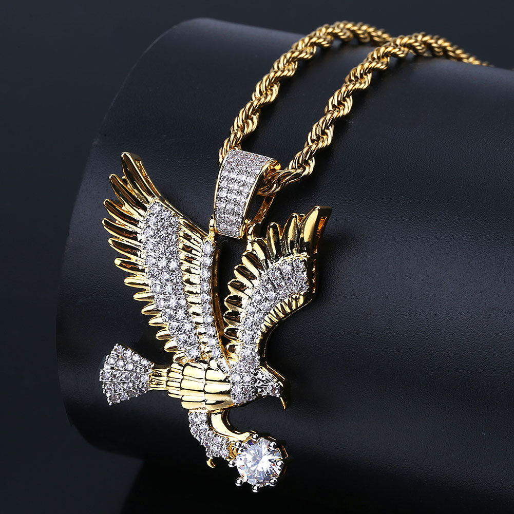 Men's Hip Hop Eagle Necklace with Zircon Pendant