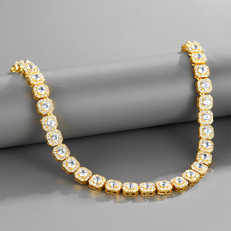 Square Zircon Rock Candy Clavicle Chain Necklace