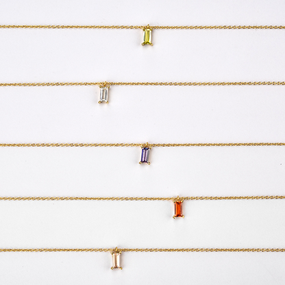 S925 Sterling Silver Rectangular Stone Pendant Necklace