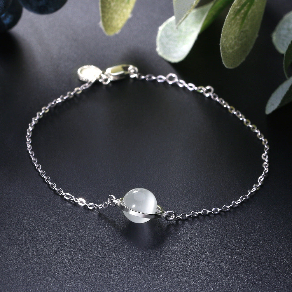 S925 Silver Bracelet with Pearl and Gemstone Accents