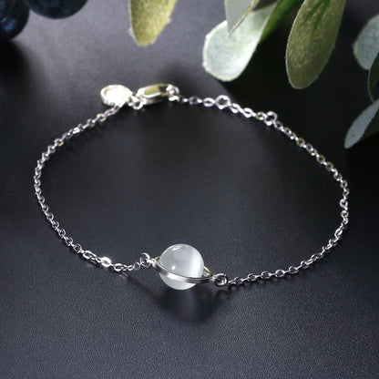 S925 Silver Bracelet with Pearl and Gemstone Accents