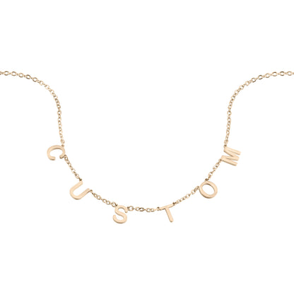 Custom DIY Stainless Steel Initial Necklace in 18K Gold