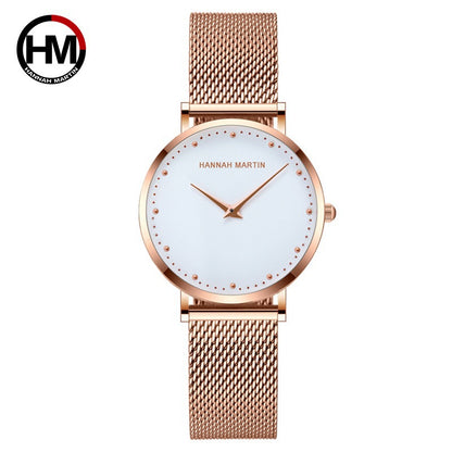 Waterproof Women's Quartz Watch with Steel Mesh Band