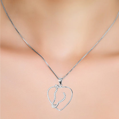 Heart-Shaped Pendant Necklace with Diamonds for Women