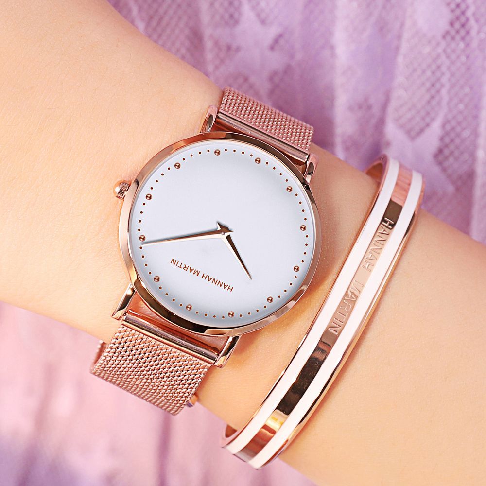 Waterproof Women's Quartz Watch with Steel Mesh Band