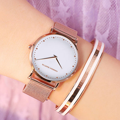 Waterproof Women's Quartz Watch with Steel Mesh Band