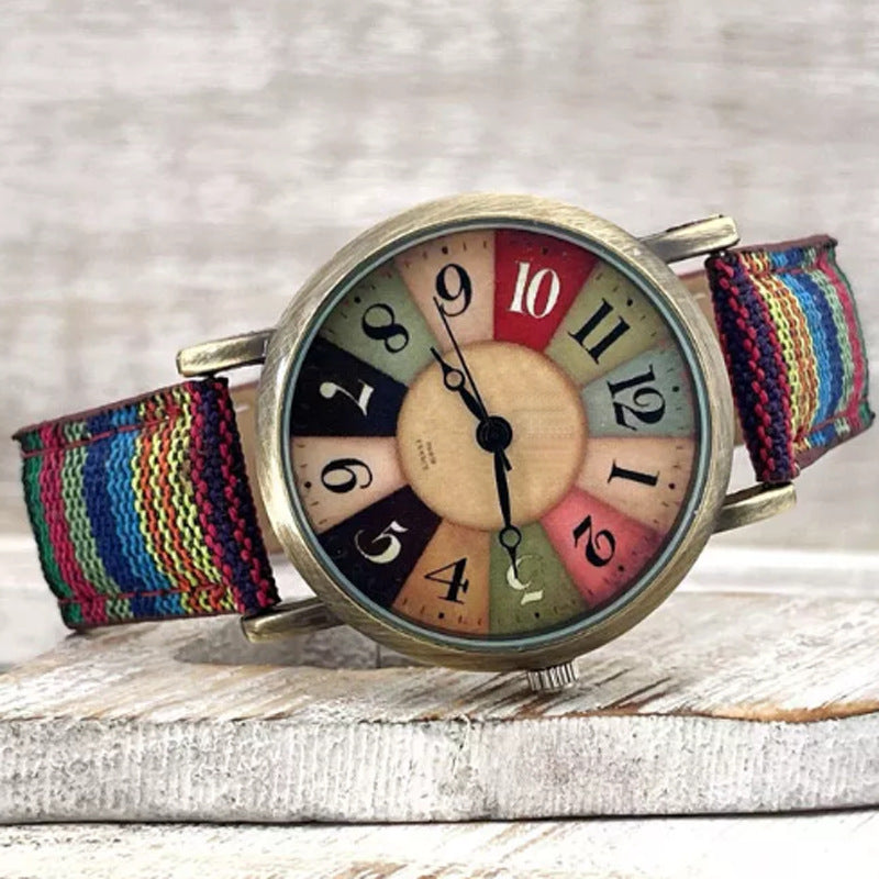Fashionable Women's Quartz Watch with Denim Strap