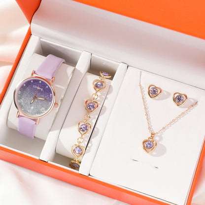 Elegant Green Quartz Watch Bracelet with Accessory Set