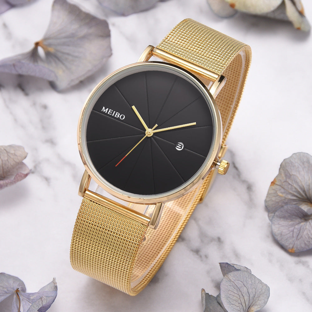 Minimalist Sporty Quartz Watch with Mesh Band
