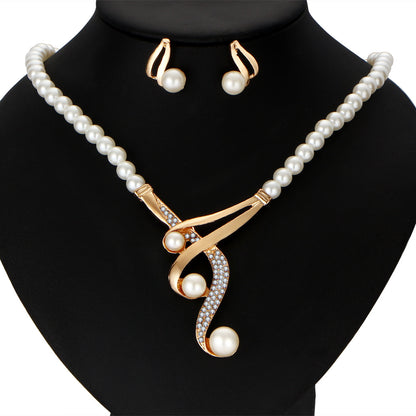Pearl Choker Necklace and Earrings Bridal Set