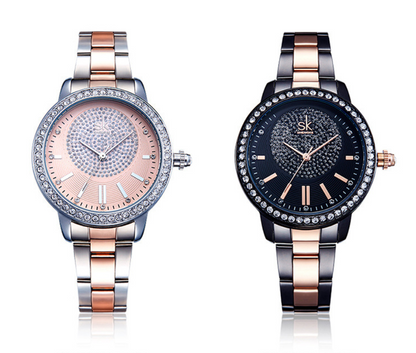 Diamond-Studded Steel Band Women's Watch