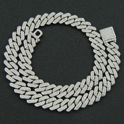Men's Hip-Hop Diamond Cuban Link Necklace (Bold Style)