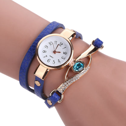 Blue Crystal Long Strap Quartz Bracelet Watch