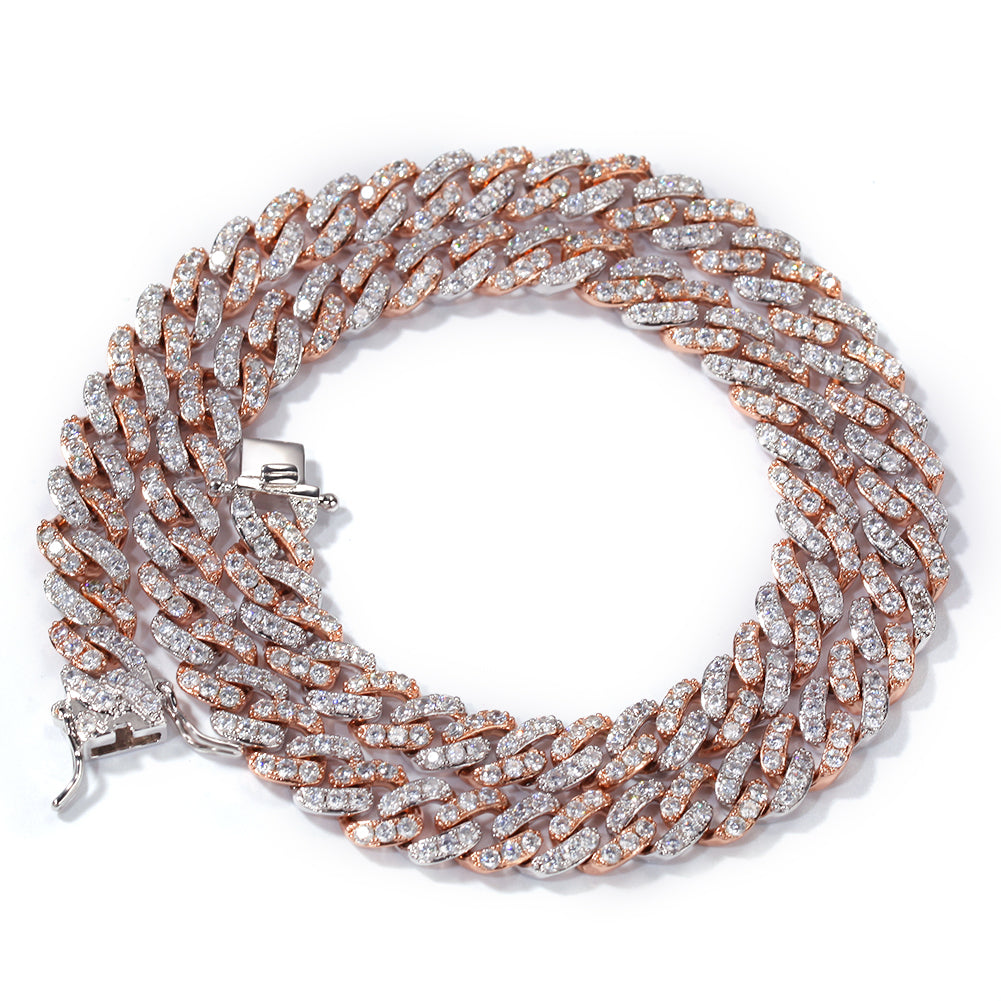 8mm Micro-Paved Pink Zircon Cuban Chain Necklace