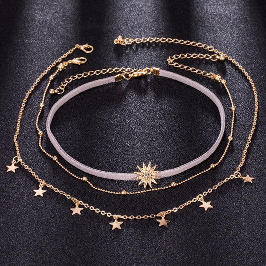 Layered Star Necklace Choker