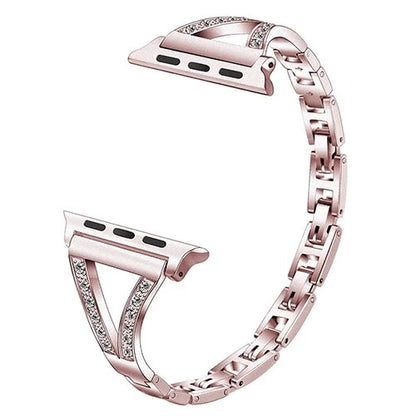 Diamond-Studded Stainless Steel Watch Strap