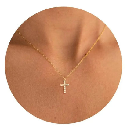 Rotatable Cross Crown Diamond Necklace