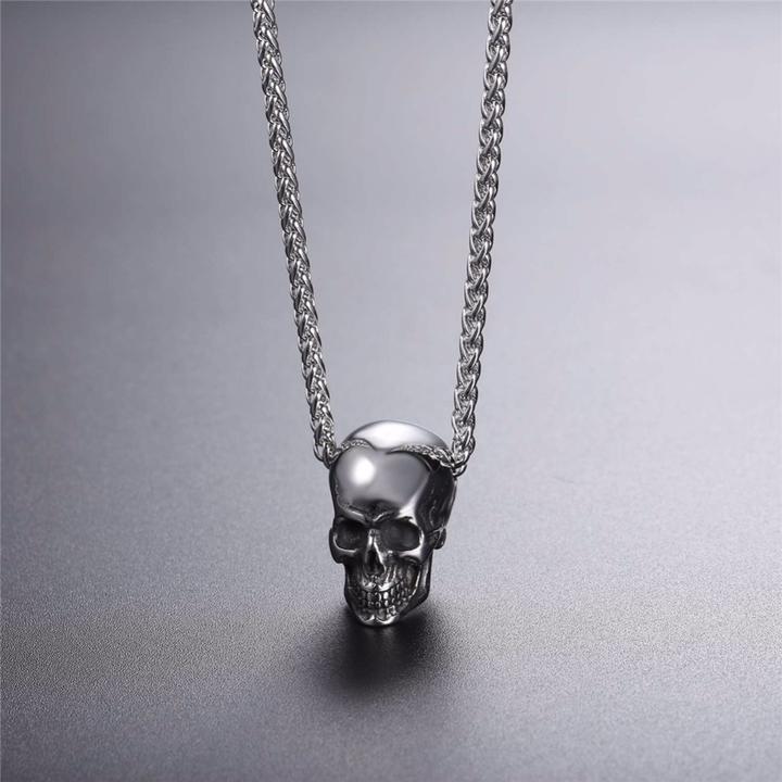 Punk Skull Pendant, Vintage Hip Hop Necklace