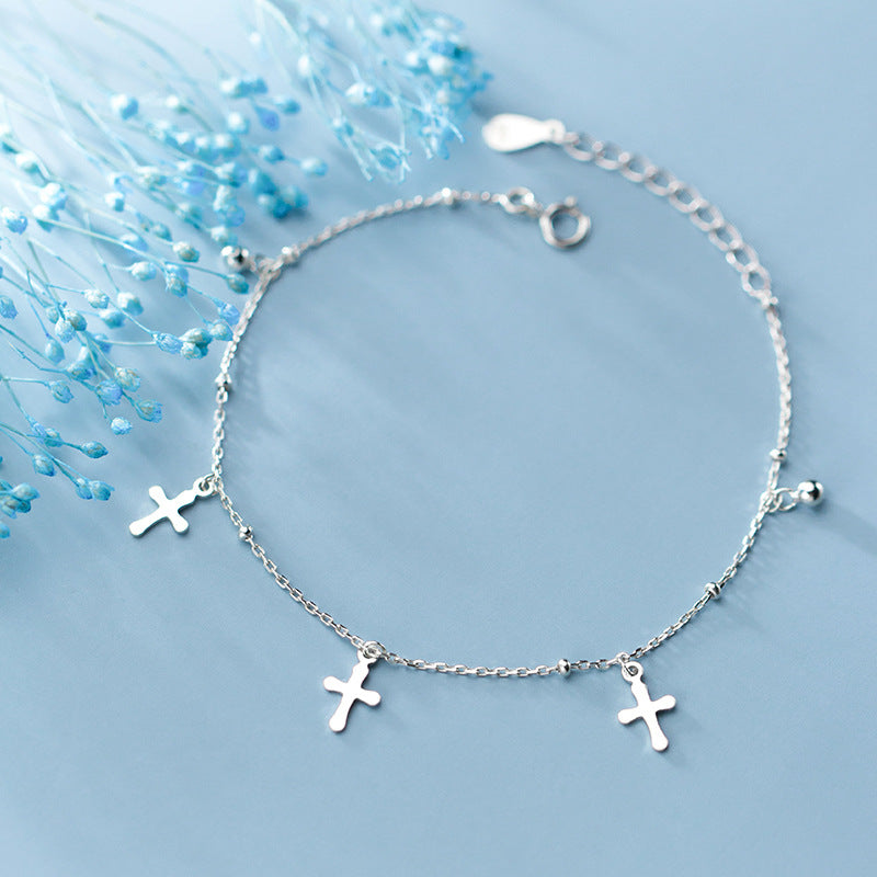 Ailuoqi S925 Silver Bracelet with Cross Charm