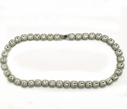 Men's Hip Hop Square Glass Cuban Chain