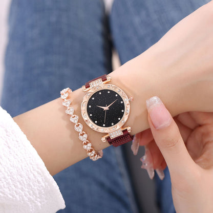 Starry Diamond Women's Watch and Bracelet Gift Set