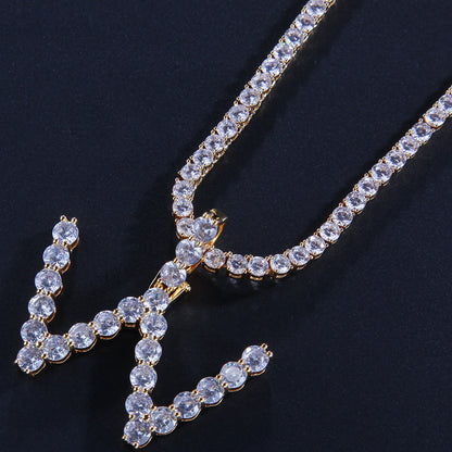 Bling Bling Letter Pendant Necklace with Zirconium (26)