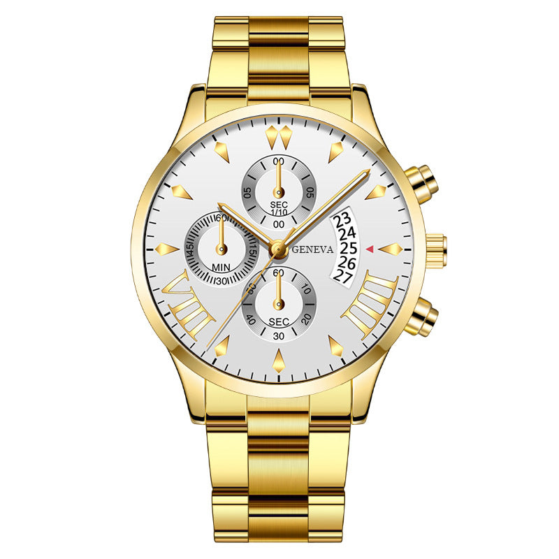 Fashion Calendar Quartz Men's Watch with Steel Band