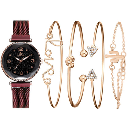 Quartz Watch and Bracelet Set for Women (2 Pieces)