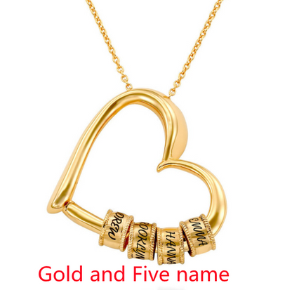Heart Love Beaded Pendant Necklace,