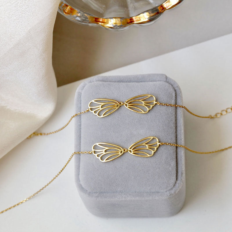 S925 Silver Angel Wing Bow Necklace for Women