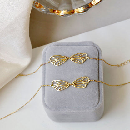 S925 Silver Angel Wing Bow Necklace for Women