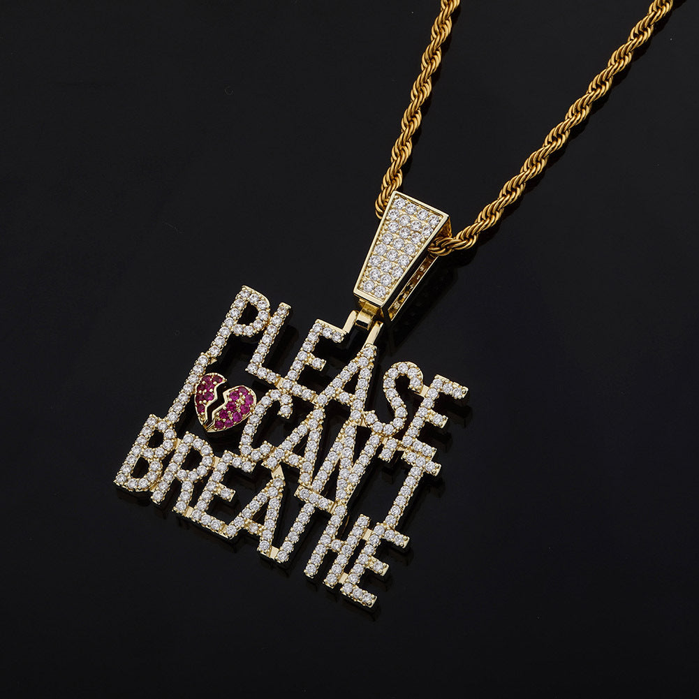 Hip Hop Letter Pendant Necklace with Zirconium Stones
