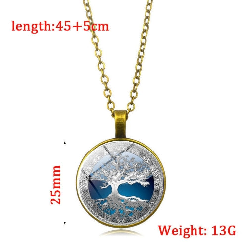 Tree of Life Pendant Necklace with Glass Gemstones
