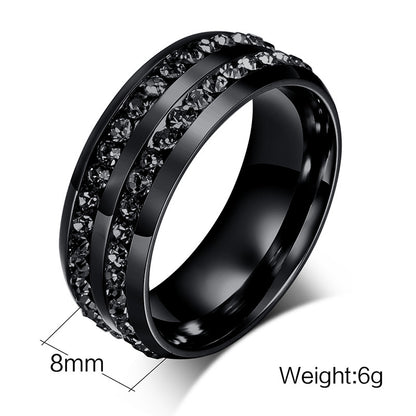 Titanium Steel Couple Rings with Black and Blue Zirconium