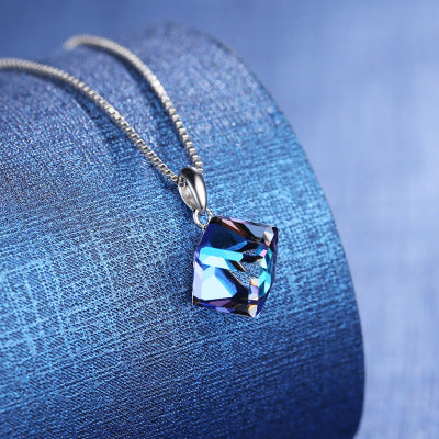 S925 Silver Austrian Crystal Love Cube Necklace