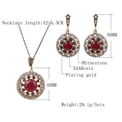 Bridal Set with Resin Rhinestone Necklace and Earrings