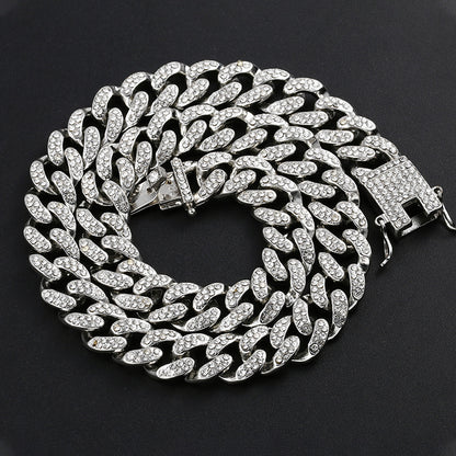 Hip-Hop Alloy Necklace with 12mm Wide Butterfly Clasp
