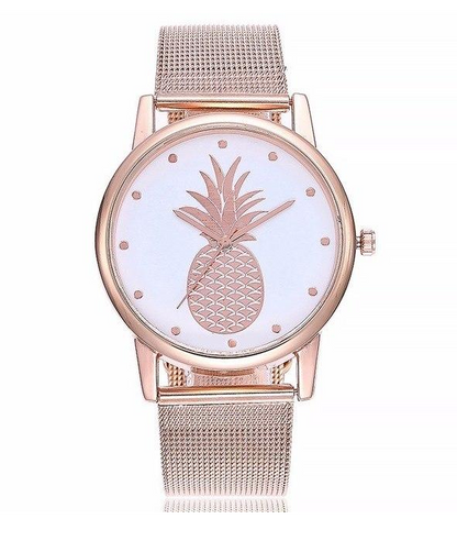 Pineapple Pattern Women's Quartz Watch with Leather Strap