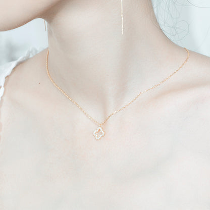 S925 Silver Four-Leaf Clover Necklace with Diamonds