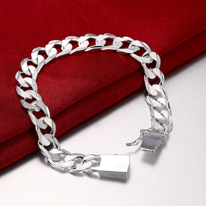 Men's 10MM Silver Side Pattern Bracelet Wholesale Jewelry