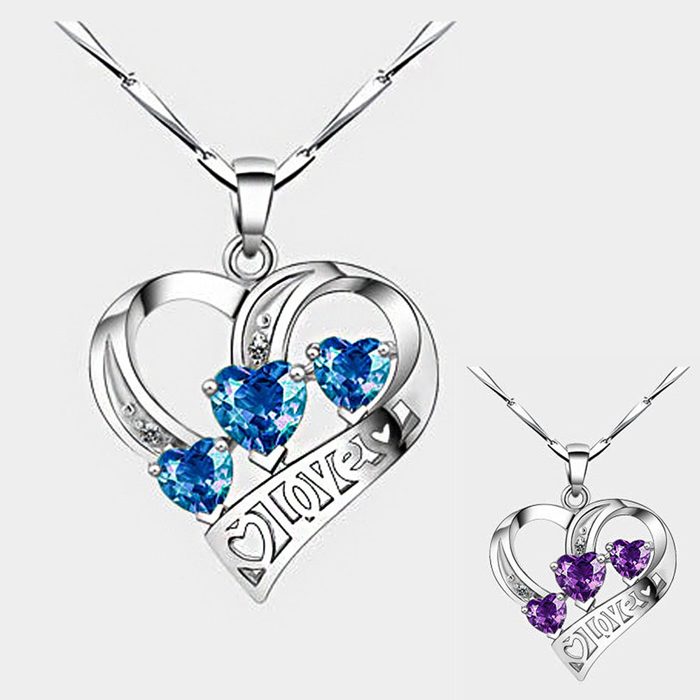 Heart-Shaped Amethyst Pendant Necklace for Women